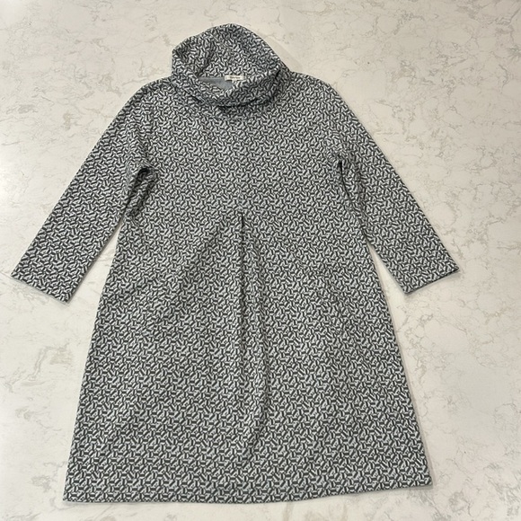 Tyler Böe Kim Cowl Neck Shift Dress in Blue Grey Print Size Large - Picture 2 of 16